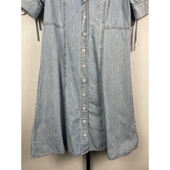 Madewell Light Blue Wash‎ Button-Front Short Sleeve Mini Denim Dress Size 0 - Picture 7 of 9